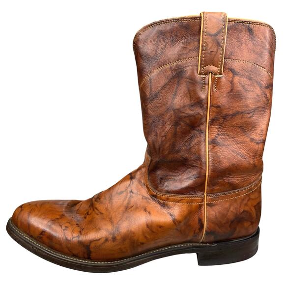 Justin Men’s Jackson Brown Leather Marbled Western Cowboy Boot Size US 13 D - Picture 3 of 10